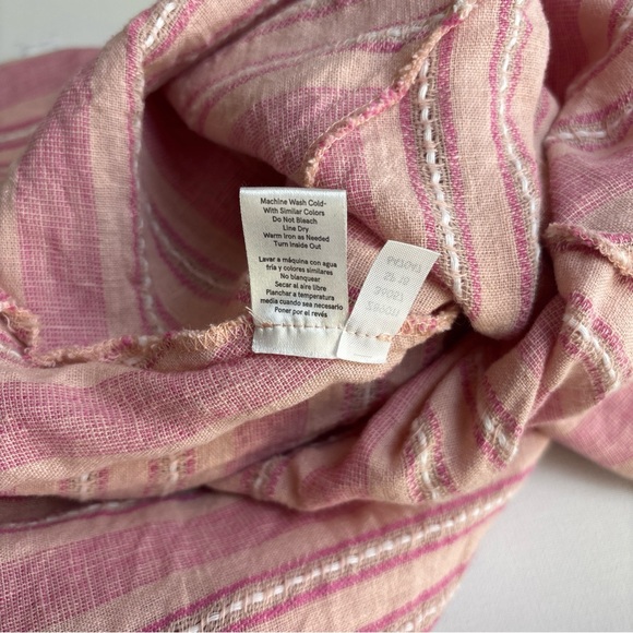 Venus Linen Maxi Dress Pink Stripped Size 6 Crossover Halter Cottagecore - Picture 12 of 13
